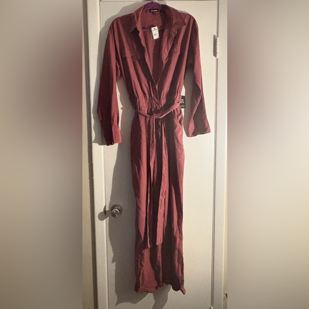 Express Maroon Button-Up Shirt